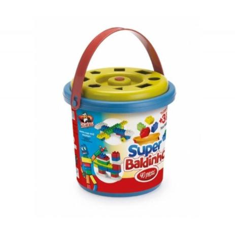 Balde Com Blocos Montar 100 Peças - Riber brink Menor preço em Balde Com Blocos Montar 100 Peças - Riber brink