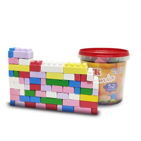 Balde De Blocos De Montar Com 52 Peças Brinquedo Educativo - Block Mania Menor preço em Balde De Blocos De Montar Com 52 Peças Brinquedo Educativo - Block Mania