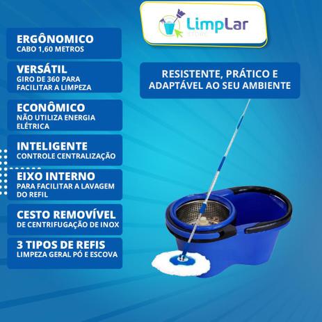 Balde MOP Perfect Pro 360º - Cesto em Inox com 3 Refis e Cabo 1,60m Menor preço em Balde MOP Perfect Pro 360º - Cesto em Inox com 3 Refis e Cabo 1,60m