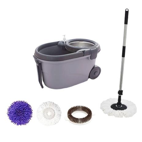 Balde Perfect Mop Move Inox C/3 Refis Menor preço em Balde Perfect Mop Move Inox C/3 Refis