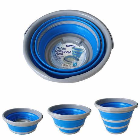 Balde Retrátil Dobrável Azul 10 Litros - Vendasshop Menor preço em Balde Retrátil Dobrável Azul 10 Litros - Vendasshop