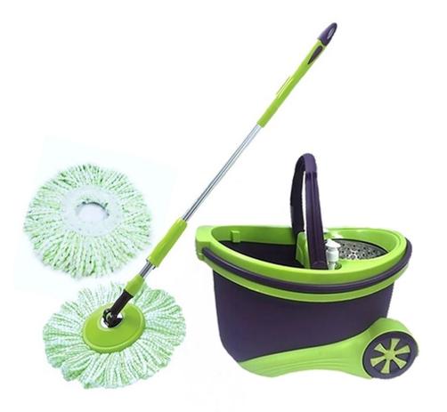Balde Spin MOP 360 com Esfregão Balde Centrífuga - Verde e Roxo Menor preço em Balde Spin MOP 360 com Esfregão Balde Centrífuga - Verde e Roxo