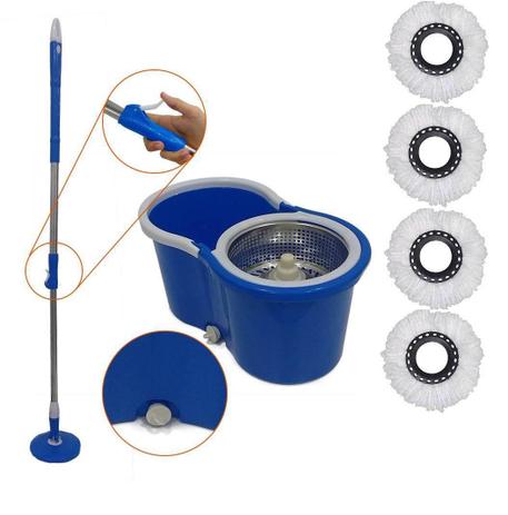 Balde Spin Mop Centrifuga Inox E Cabo 4 Refis - Azul - Newmix é ruim? Balde Spin Mop Centrifuga Inox E Cabo 4 Refis - Azul - Newmix é boa?