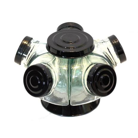 Baleiro Porta Doce Giratório Mini 5 Potes - Preto - cod. 283 - Boemia Menor preço em Baleiro Porta Doce Giratório Mini 5 Potes - Preto - cod. 283 - Boemia
