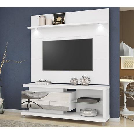Bancada Com Painel Reflecta Para TV 55 Polegadas Branco Laca DJ Móveis Menor preço em Bancada Com Painel Reflecta Para TV 55 Polegadas Branco Laca DJ Móveis