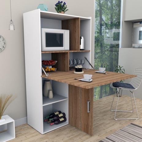 Bancada para cozinha com armário multiuso c/ nichos e 2 portas e mesa branco e castanho appunto é boa?