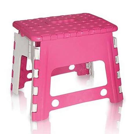 Banco Banqueta Dobrável Infantil Plastico Rosa - Antares Menor preço em Banco Banqueta Dobrável Infantil Plastico Rosa - Antares