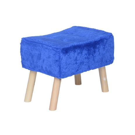 Banco Fat Pelúcia Pé Madeira Azul e Natural - Stay puff Menor preço em Banco Fat Pelúcia Pé Madeira Azul e Natural - Stay puff