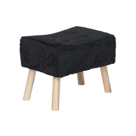 Banco Fat Pelúcia Pé Madeira Preto e Natural - Stay puff Menor preço em Banco Fat Pelúcia Pé Madeira Preto e Natural - Stay puff