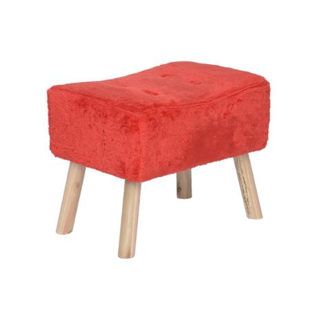 Banco Fat Pelúcia Pé Madeira Vermelho e Natural - Stay puff Menor preço em Banco Fat Pelúcia Pé Madeira Vermelho e Natural - Stay puff