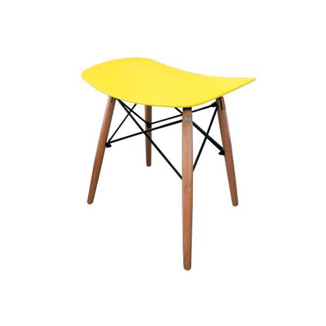 Banco Retangular com Pés de Madeira 47x34,5cm Amarelo - Casanova Menor preço em Banco Retangular com Pés de Madeira 47x34,5cm Amarelo - Casanova