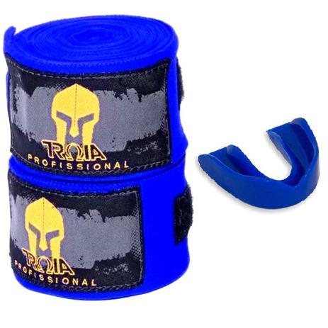 Bandagem elástica troia 4mts + p.bucal - kit azul - Troia sport Menor preço em Bandagem elástica troia 4mts + p.bucal - kit azul - Troia sport