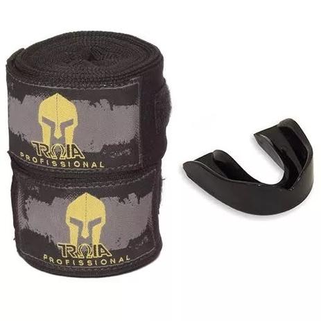 Bandagem elástica troia 4mts + p.bucal - kit preto - Troia sport Menor preço em Bandagem elástica troia 4mts + p.bucal - kit preto - Troia sport