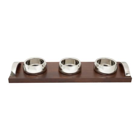 Bandeja De Madeira Com 3 Bowls Em Aço Inox Bamberg Wolff Menor preço em Bandeja De Madeira Com 3 Bowls Em Aço Inox Bamberg Wolff