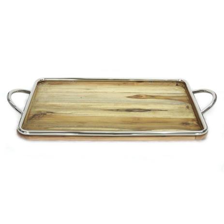 Bandeja de madeira com hastes em metal - Btc decor Menor preço em Bandeja de madeira com hastes em metal - Btc decor