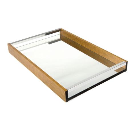 Bandeja De Madeira Retangular Com Espelho Naturals Woodart Menor preço em Bandeja De Madeira Retangular Com Espelho Naturals Woodart