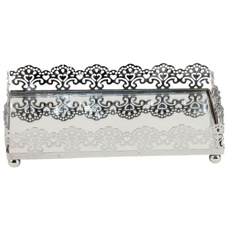BANDEJA DE METAL ESPELHADA - 20x12 CM - Importado Menor preço em BANDEJA DE METAL ESPELHADA - 20x12 CM - Importado