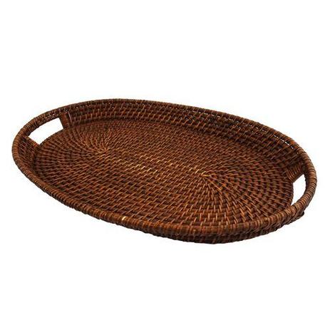 Bandeja de Rattan Oval com Alça G - Vya store Menor preço em Bandeja de Rattan Oval com Alça G - Vya store