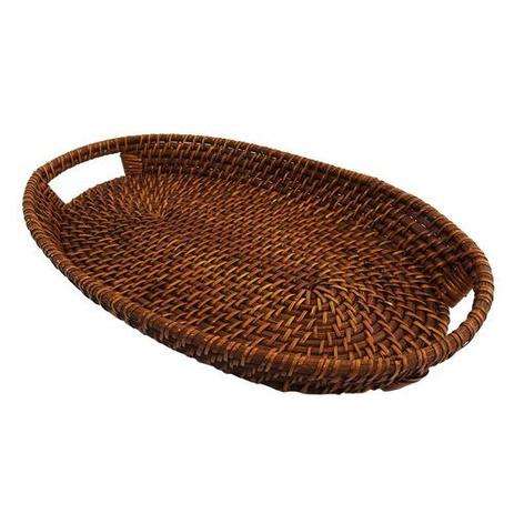 Bandeja de Rattan Oval com Alça M - Vya store Menor preço em Bandeja de Rattan Oval com Alça M - Vya store