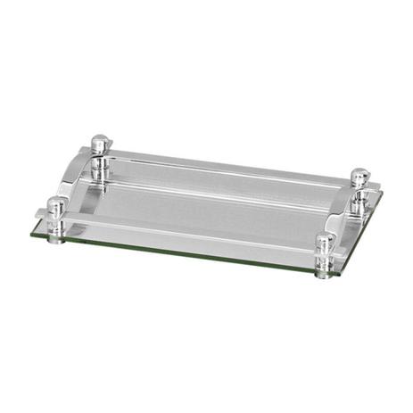 Bandeja Decorativa de Vidro Retangular Arte Móveis Design Interiores Prata Menor preço em Bandeja Decorativa de Vidro Retangular Arte Móveis Design Interiores Prata