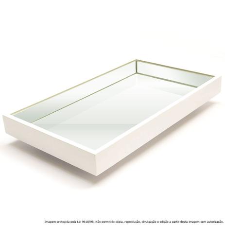 Bandeja Decorativa Espelhada em Laca Branca - Lubrano Decor Menor preço em Bandeja Decorativa Espelhada em Laca Branca - Lubrano Decor