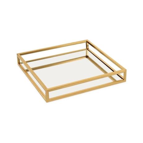 Bandeja em metal quadrada com espelho Mart 26x4cm dourada Menor preço em Bandeja em metal quadrada com espelho Mart 26x4cm dourada