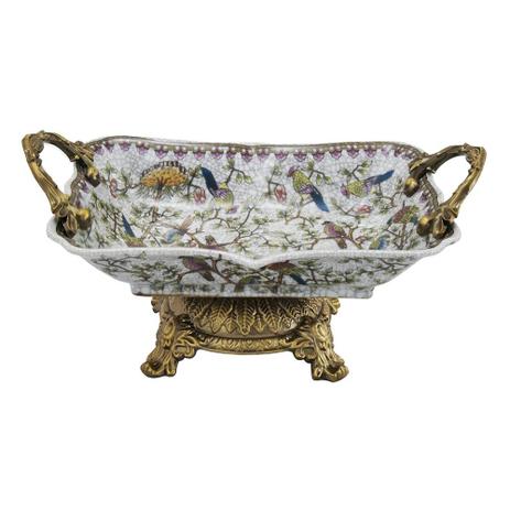 Bandeja em Porcelana c/ Metal Passaros - Prime home decor Menor preço em Bandeja em Porcelana c/ Metal Passaros - Prime home decor