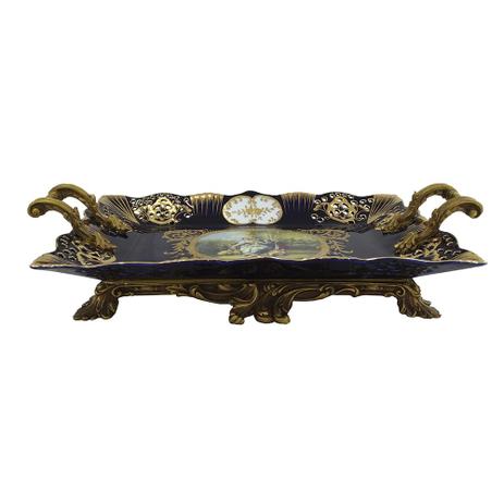 Bandeja em Porcelana Dourada c/ Personagens - Prime home decor Menor preço em Bandeja em Porcelana Dourada c/ Personagens - Prime home decor