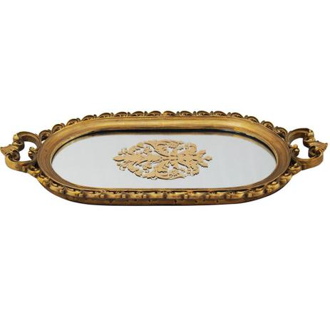 Bandeja em Resina Dourada Espelhada Pintura Decorativa - Prime home decor Menor preço em Bandeja em Resina Dourada Espelhada Pintura Decorativa - Prime home decor
