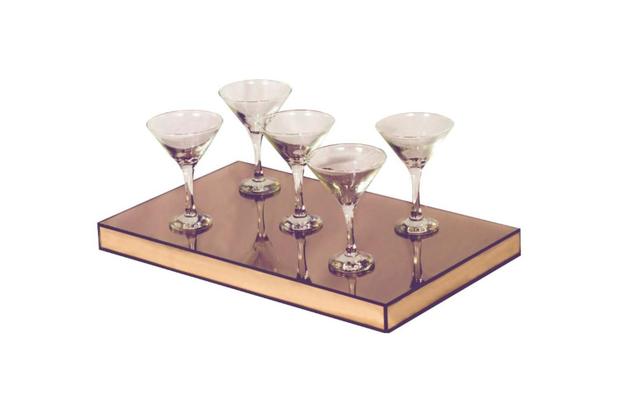 Bandeja Espelhada Bronze Luxo Porta Taças 40x30 Inova Decor Menor preço em Bandeja Espelhada Bronze Luxo Porta Taças 40x30 Inova Decor