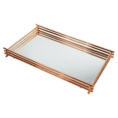 Bandeja Espelhada Decorativa 15x25cm Cobre Rosé Gold - Hara Menor preço em Bandeja Espelhada Decorativa 15x25cm Cobre Rosé Gold - Hara