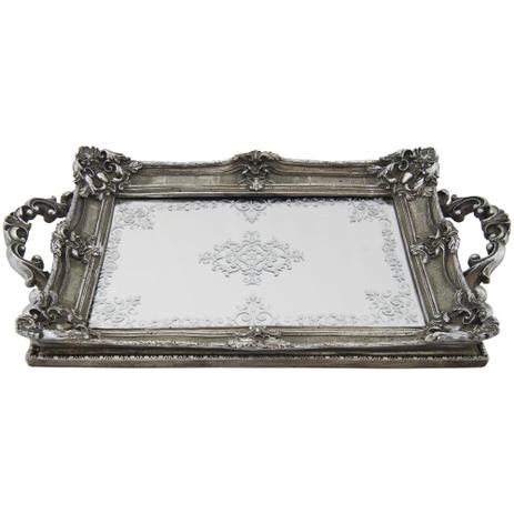 Bandeja Espelhada em Resina Prata Laura - Prime home decor Menor preço em Bandeja Espelhada em Resina Prata Laura - Prime home decor