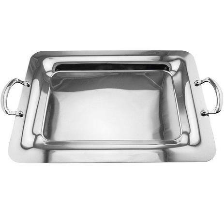 Bandeja Espelhada Inox Luxo Retangular com Alça 43x31cm - Carisma Menor preço em Bandeja Espelhada Inox Luxo Retangular com Alça 43x31cm - Carisma