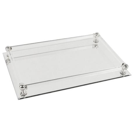 Bandeja espelhada prata 25cm x 37cm x 4,5cm - Btc decor Menor preço em Bandeja espelhada prata 25cm x 37cm x 4,5cm - Btc decor