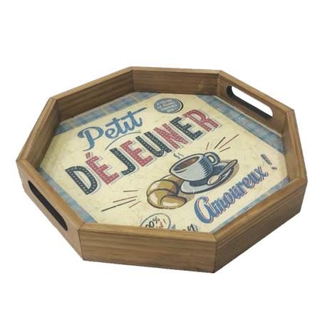 Bandeja Madeira Oitavada Café II Decorativa 30x30x5cm - Maisaz Menor preço em Bandeja Madeira Oitavada Café II Decorativa 30x30x5cm - Maisaz