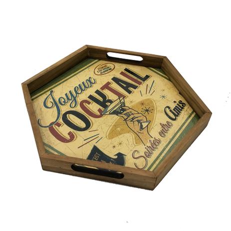 Bandeja Madeira Oitavada Cocktail Drinks Decorativ 30x30x5cm - Maisaz Menor preço em Bandeja Madeira Oitavada Cocktail Drinks Decorativ 30x30x5cm - Maisaz