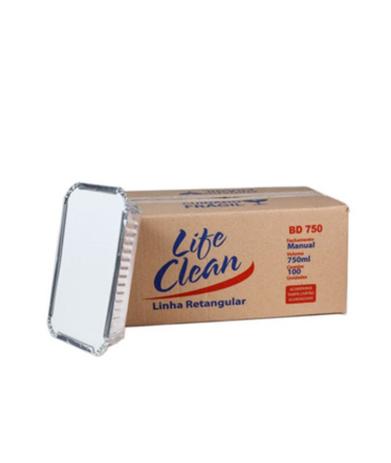 Bandeja Marmitex Alumínio Retangular 750 ml Life Clean - Cx. c/ 100 Unidades Menor preço em Bandeja Marmitex Alumínio Retangular 750 ml Life Clean - Cx. c/ 100 Unidades