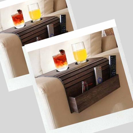 Bandeja Porta Copo para Sofá Kit com 2 Porta Controle Tabaco - Dikaza móveis e decorações Menor preço em Bandeja Porta Copo para Sofá Kit com 2 Porta Controle Tabaco - Dikaza móveis e decorações