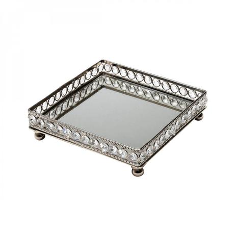 Bandeja Quadrada de Ferro Fundido com Espelho e Coberta de Cristais 20cmx20cmx5cm Rojemac Cinza Menor preço em Bandeja Quadrada de Ferro Fundido com Espelho e Coberta de Cristais 20cmx20cmx5cm Rojemac Cinza