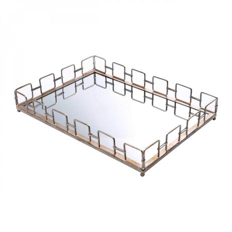 Bandeja Quadrada de Zamac Olga Pequena com Fundo Espelhado 40cmx26,5cmx8cm Rojemac Cinza Menor preço em Bandeja Quadrada de Zamac Olga Pequena com Fundo Espelhado 40cmx26,5cmx8cm Rojemac Cinza
