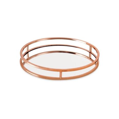 Bandeja redonda em metal com espelho Mart cobre 30cm Menor preço em Bandeja redonda em metal com espelho Mart cobre 30cm
