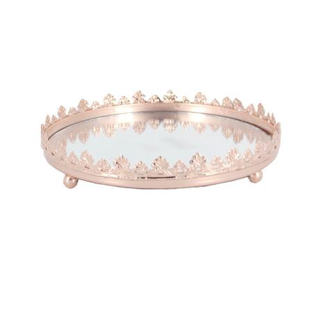 Bandeja Redonda Espelhada - Rose Gold - amigold Menor preço em Bandeja Redonda Espelhada - Rose Gold - amigold