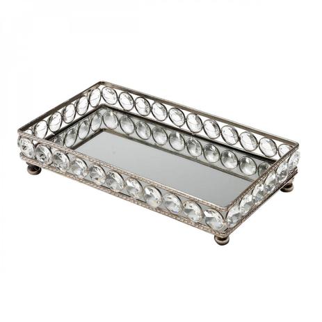 Bandeja Retangular de Ferro Fundido com Espelho e Coberta de Cristais 30cmx17cmx5cm Rojemac Cinza Menor preço em Bandeja Retangular de Ferro Fundido com Espelho e Coberta de Cristais 30cmx17cmx5cm Rojemac Cinza