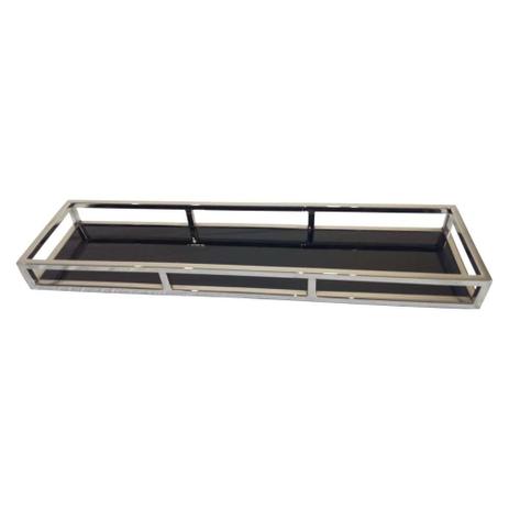 Bandeja retangular em inox e vidro 60x15x5cm preto - Fracalanza Menor preço em Bandeja retangular em inox e vidro 60x15x5cm preto - Fracalanza
