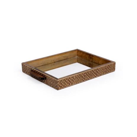 Bandeja retangular em madeira com alça Decorglass 37x25,5cm Menor preço em Bandeja retangular em madeira com alça Decorglass 37x25,5cm