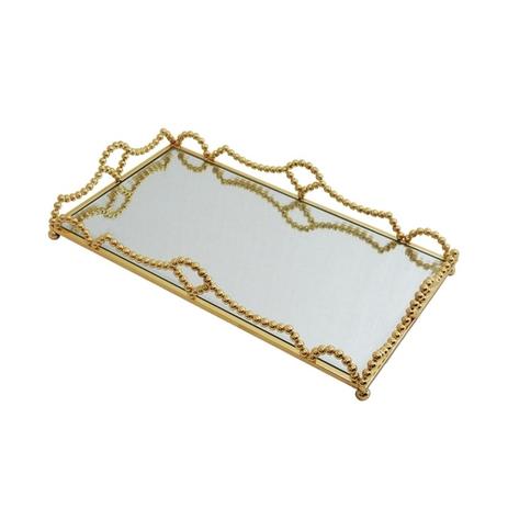 Bandeja Retangular em Metal Dourado Poole P - Vya store Menor preço em Bandeja Retangular em Metal Dourado Poole P - Vya store