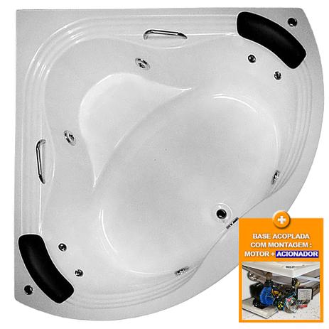 Banheira de Hidromassagem Angulo 3 Cantos Dupla 1,35x1,35x0,40 Gel Coat-Completa+Base+Acionador - Lineaplas Menor preço em Banheira de Hidromassagem Angulo 3 Cantos Dupla 1,35x1,35x0,40 Gel Coat-Completa+Base+Acionador - Lineaplas