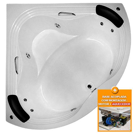 Banheira de Hidromassagem Angulo 3 Cantos Dupla 1,35x1,35x0,40 Gel Coat-Completa+Base+Aquecedor - Lineaplas Menor preço em Banheira de Hidromassagem Angulo 3 Cantos Dupla 1,35x1,35x0,40 Gel Coat-Completa+Base+Aquecedor - Lineaplas