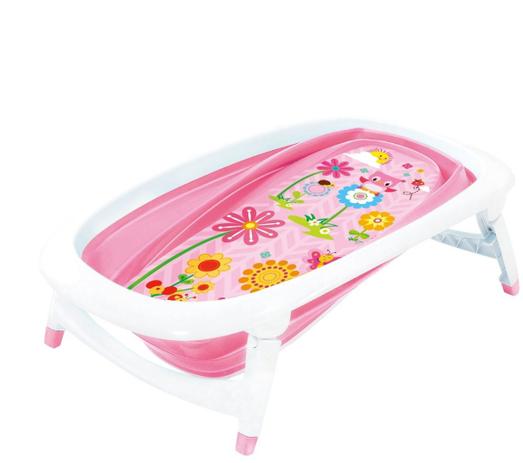 Banheira Para Bebê Portátil Dobrável Com Suporte Rosa - Color Baby Menor preço em Banheira Para Bebê Portátil Dobrável Com Suporte Rosa - Color Baby