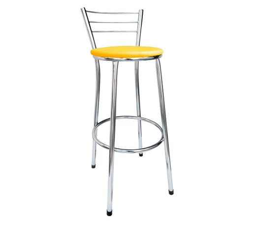 Banqueta Alta Cairo Cromada Assento Amarelo - Moveraço Menor preço em Banqueta Alta Cairo Cromada Assento Amarelo - Moveraço